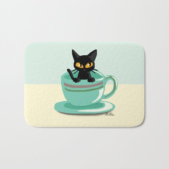 Cat in the cup Bath Mat
