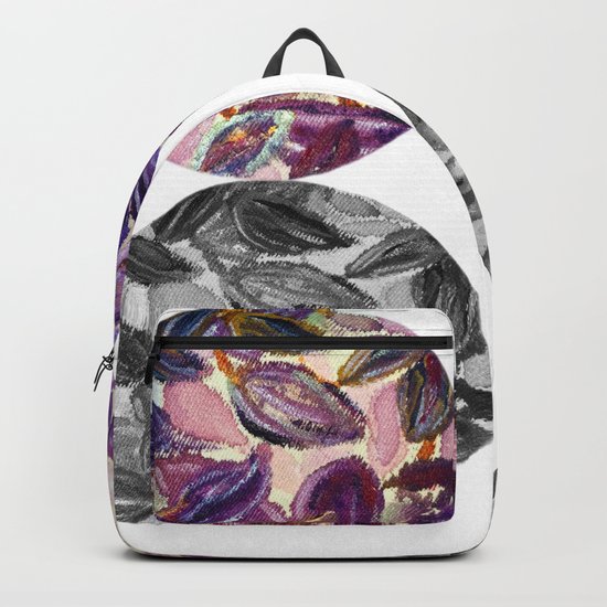 DRIP DRIP DRIP Purple Leaves Shadow Black and White Backpack