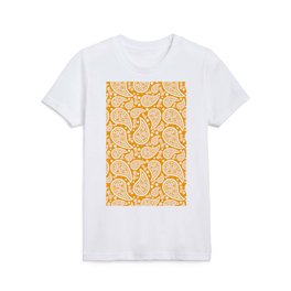 Paisley (White & Orange Pattern) Kids T Shirt