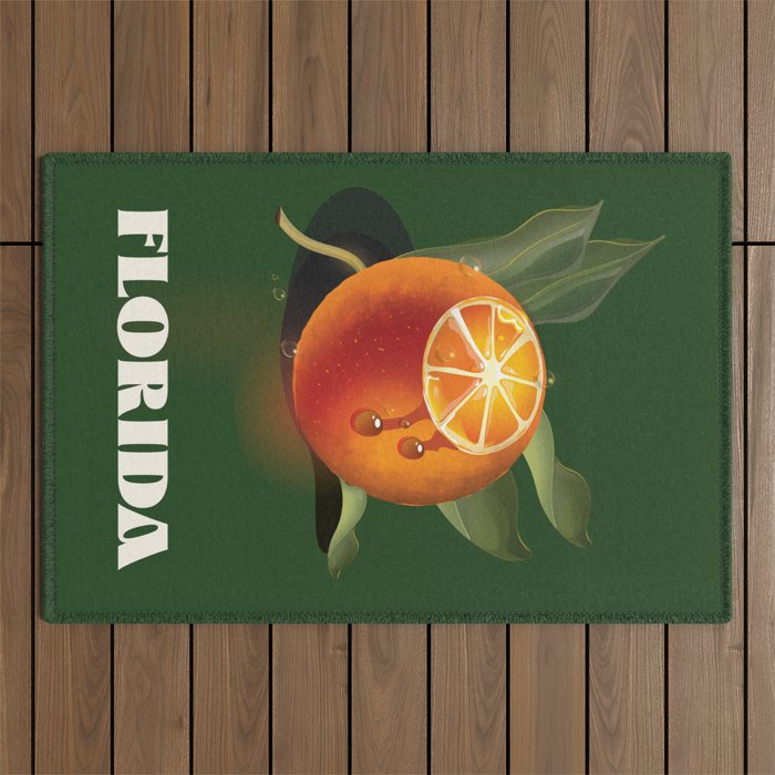 Florida oranges travel poster Outdoor Rug