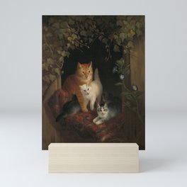 Cat with kittens, 1844 Mini Art Print