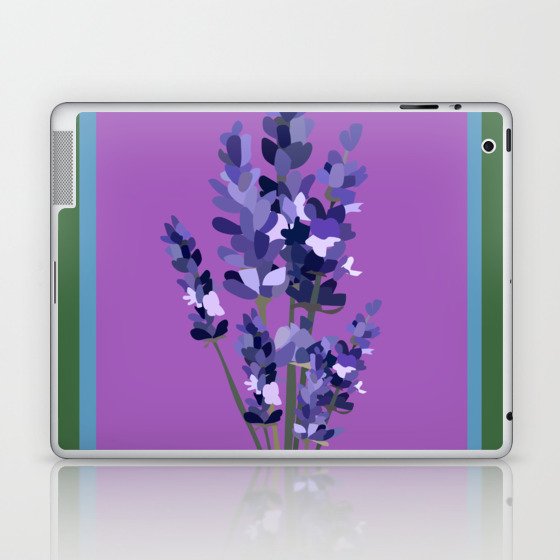 Floral Lavender Bouquet Design Pattern on Purple and Green Laptop & iPad Skin