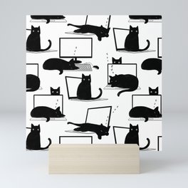 Cats Sitting on Laptops Mini Art Print