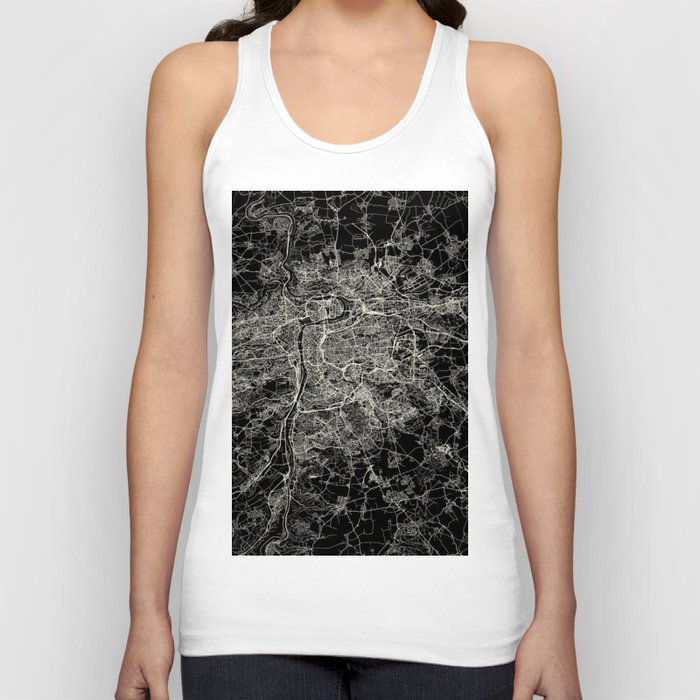 Prague, Czech Republic City Map - Black and White Tank Top