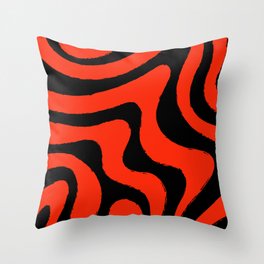 Groovy Liquid Shapes - Black & Red Throw Pillow