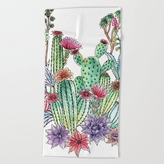 Cactus garden Beach Towel