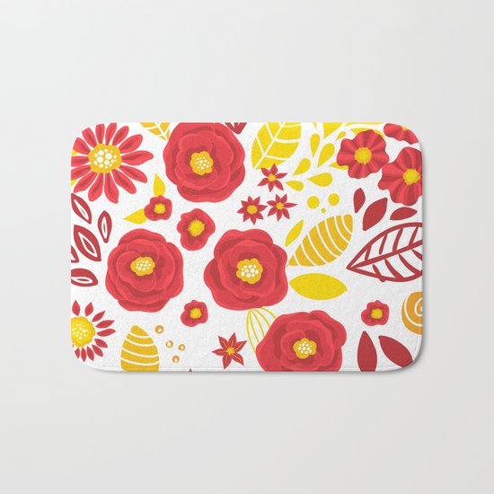 Doodle floral pattern Bath Mat