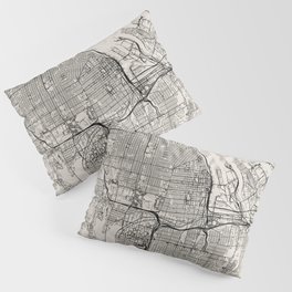 Tacoma, USA - City Map in Black and White - Aesthetic Pillow Sham