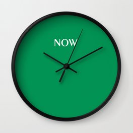 NOW FERN GREEN SOLID COLOR Wall Clock | Emerald, Fun, Simple, Fern, Typography, Now, Monochrome, Painting, Color, Abstract 