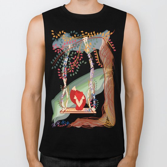 Vibrant Jungle Fox Biker Tank