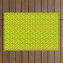 Neon Green Red Spots Pattern Outdoor Rug