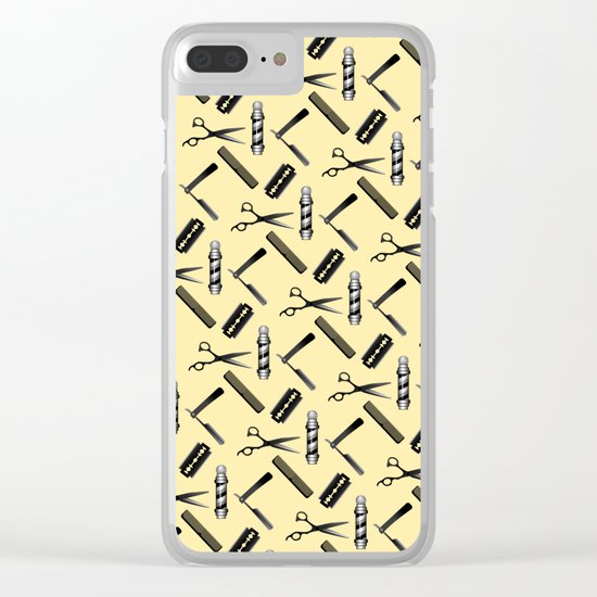 Barber Shop Pattern Clear iPhone Case
