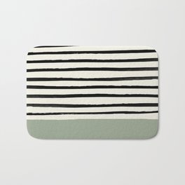 Sage Green x Stripes Badematte | Black And White, Stripes, Minimalistic, Style, Striped, Painting, Simple, Sagegreen, Oil, Pattern 