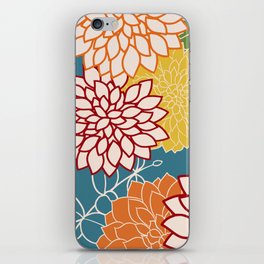 Colorful Floral Blooms and Leaves iPhone Skin