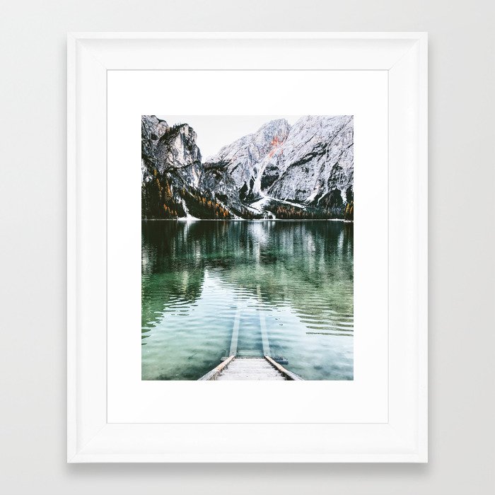 braies lake Framed Art Print