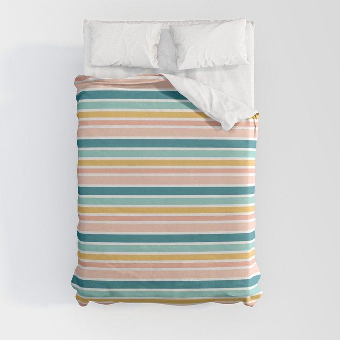Summer Vibes Colorful Stripes Duvet Cover