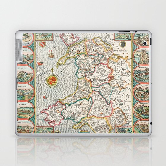 Vintage map of Wales Laptop & iPad Skin