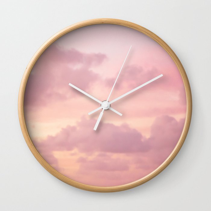 Pink Clouds Wall Clock