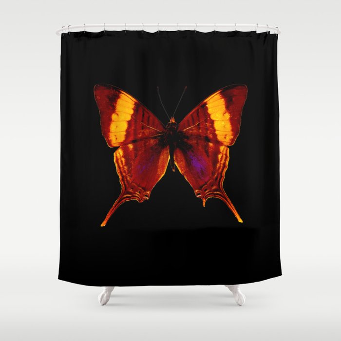 Butterfly Vibrant Glow Orange Brown Yellow Black Shower