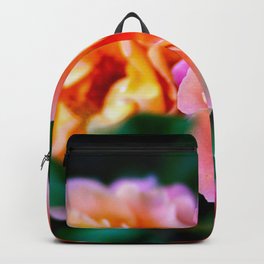 Two Rose Flowers Against The Green Background Backpack | Botany, Digital Manipulation, Floral, Flora, Garden, Botanic, Flower, Yellow, Natural, Color 