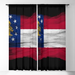 Georgia state flag brush stroke, Georgia flag background Blackout Curtain