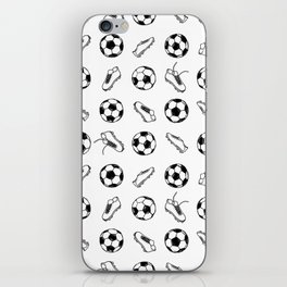 Soccer balls and boots doodle pattern. Digital Illustration Background iPhone Skin