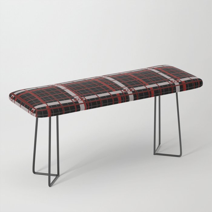 Punk Rock Evil Eye Checkered Pattern Bench