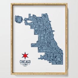 Chicago Neighborhood Map Serving Tray