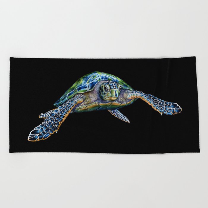Sea Turtle Beach Towel by Tim Jeffs Art | Society6