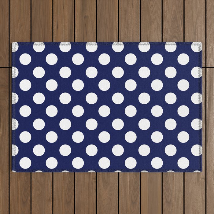 Blue & White Polka Dots Outdoor Rug