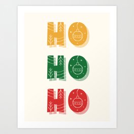 Ho Ho Ho, Merry Christmas, Christmas, Holiday Season, Retro, Funny Art Print