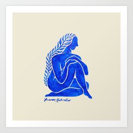 Botanical Lady 03 - Blue woman Florals Art Print