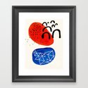 Mid Century Modern abstract Minimalist Fun Colorful Shapes Patterns Orange Blue Bubbles Organic Gerahmter Kunstdruck