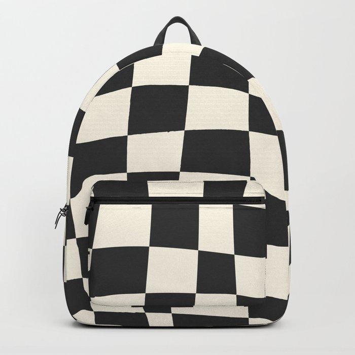 Black and White Wavy Checkerboard Backpack