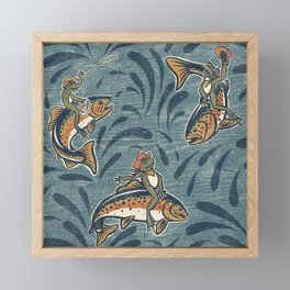 Rodeo Frogs - Blue Framed Mini Art Print