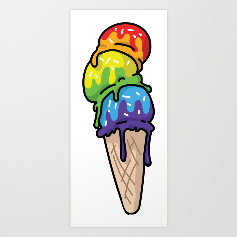 Cute Gay Ice Cream Cone Cartoon Vector Illustration Motif Set Art Print By Limolida Design Studio Society6