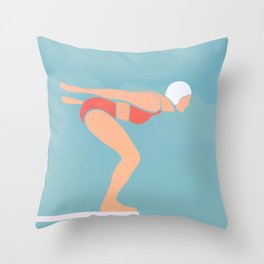 Pool Diver Throw Pillow