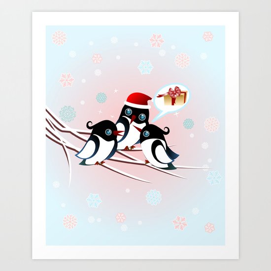 Winter Birds Christmas Wish Art Print