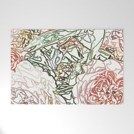 Pencil Sketched Roses Welcome Mat