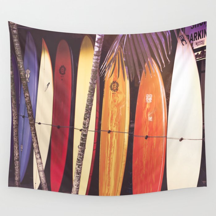 Vintage Surfing Beach California Wall Tapestry