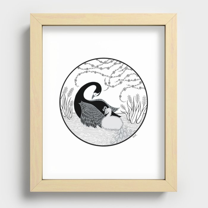 Black Swan and Moonlark Recessed Framed Print
