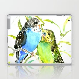 Budgies, love bird green blue decor Laptop Skin