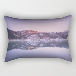 Lake Gramolazzo and snow in Apuan mountains. Italy Rectangular Pillow