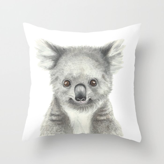 Koala watercolor drawing Throw Pillow