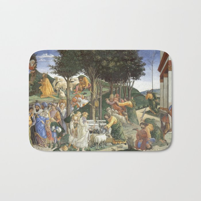 Trials of Moses Painting by Botticelli - Sistine Chapel Bath Mat