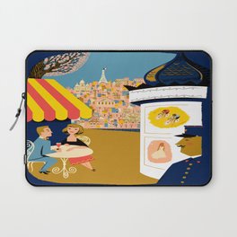 Vintage France Sidewalk Cafe Travel Laptop Sleeve