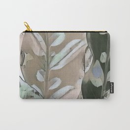 Abstract Variegated Leaves Pastel Mint Green Beige Gray Carry-All Pouch