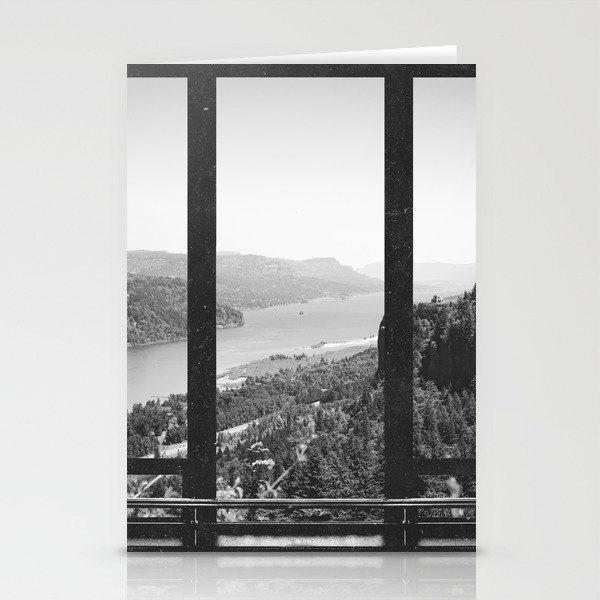 Window to Oregon and the Columbia River Gorge | Black and White Photography Stationery Cards