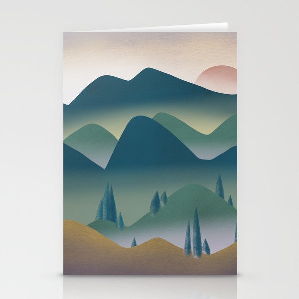 Mountain range at dawn Stationery Cards