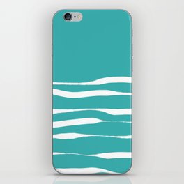 Wavy Ink Stripes Organic Minimalist Modern Half Pattern in Blue Ocean Turquoise Teal iPhone Skin